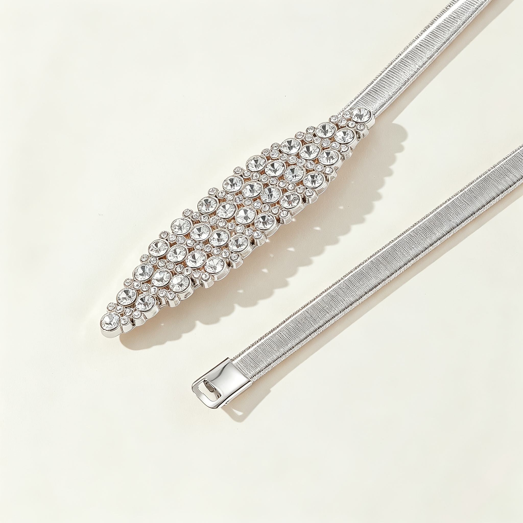 Women's Rhinestone Elastic Chain Belt, Formal Dress Accessory