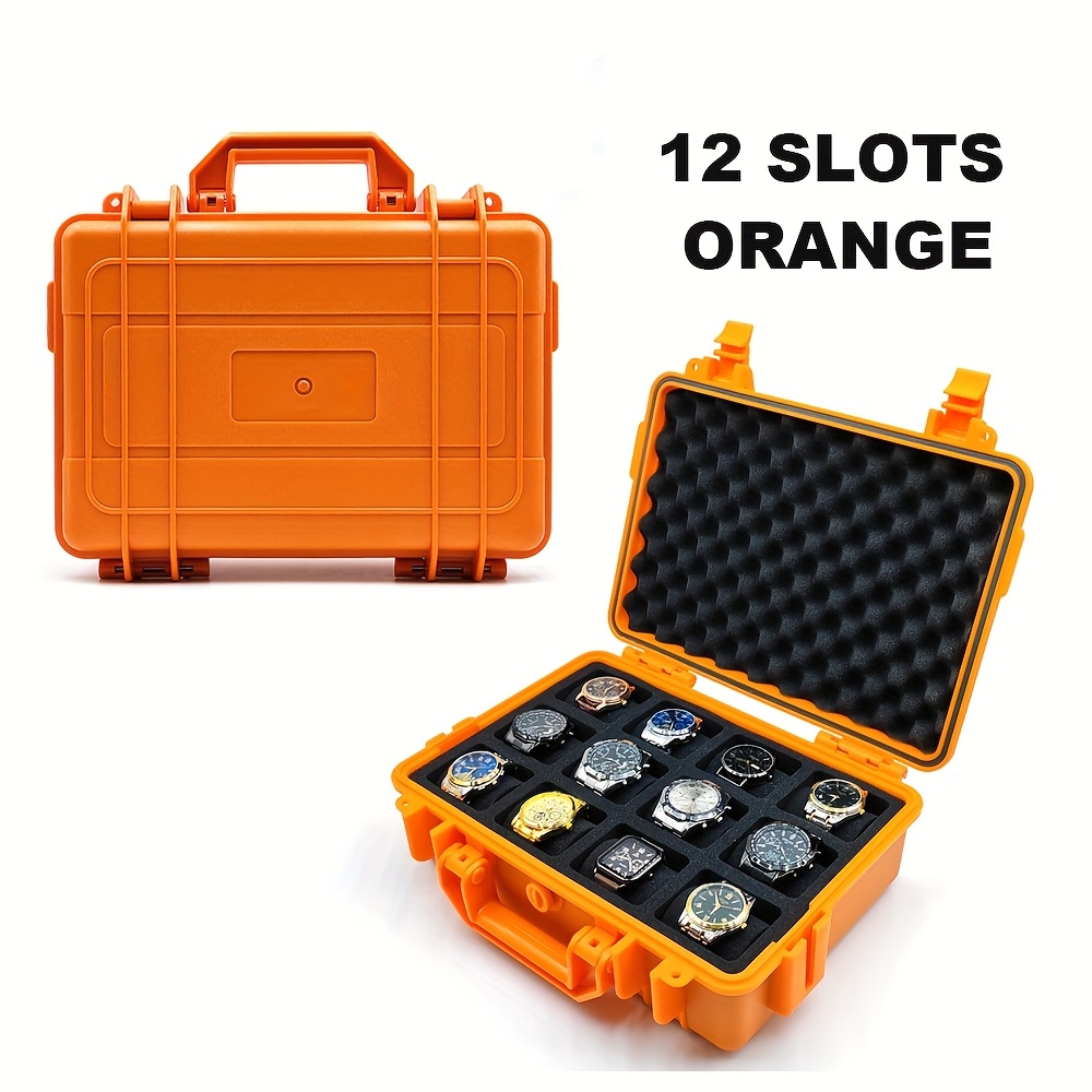 1pc premium watch jewelry storage box protective case portable abs pp material watch and jewelry storage box suitcase pressure resistant and   waterproof and dustproof large capacity with designs for up to 12 20 30 slots   in blue   ideal gift   for christmas valentines day fathers day and anniversaries Product details 13