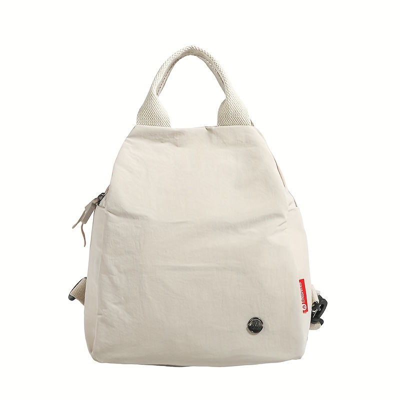 Image of Women's Preppy Style Oxford Backpack - Adjustable Shoulder Straps & Zipper Closure Handbag Suitable For, Travel,, College, / Solid Color, Oxford Fabric Carryall With Minimalist