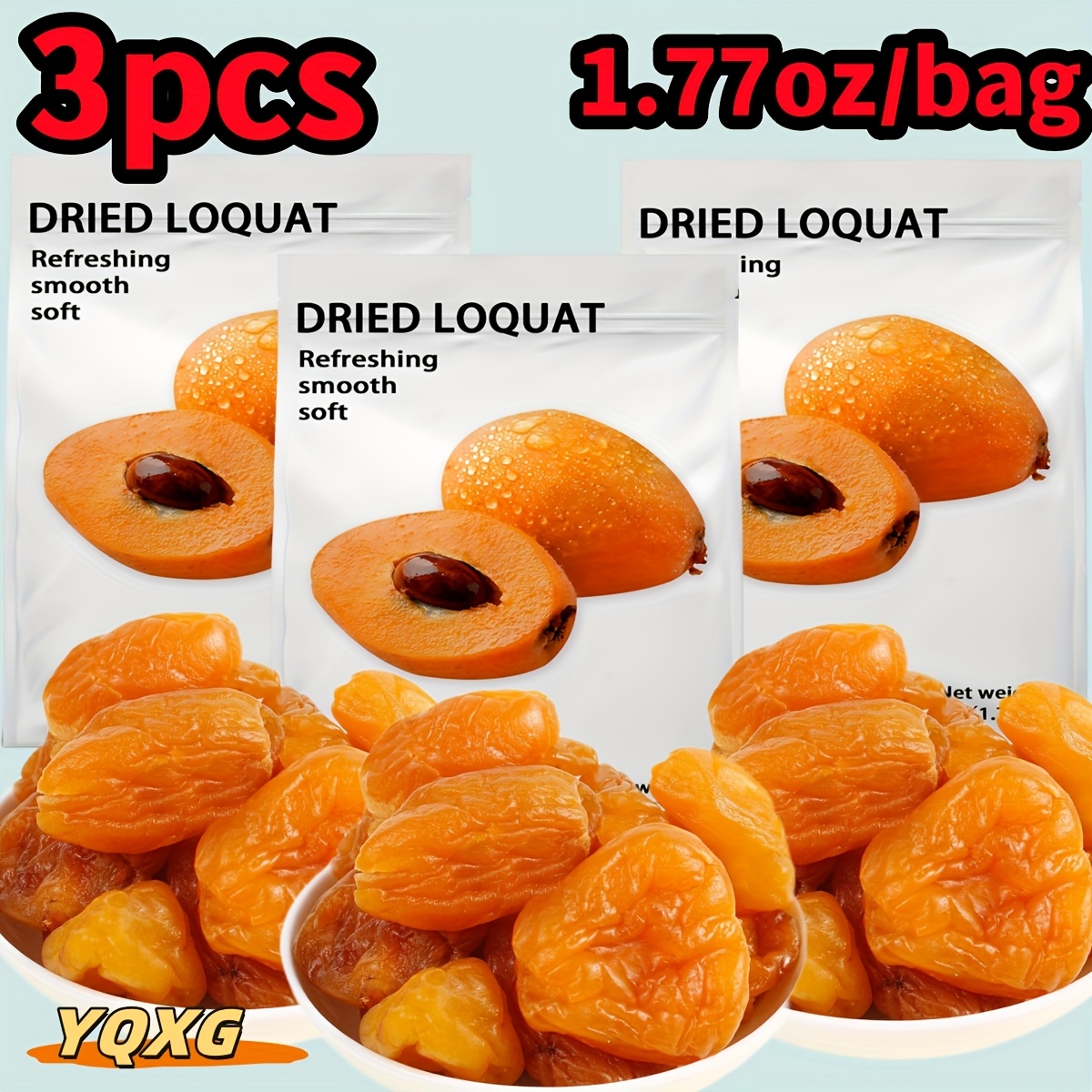 TEMU 3 Bags Of Dried Loquat Fruit, Delicious And Juicy, Freshly Cut Fruit, Soft And Juicy, Natural Source Of Vitamin C And Fiber, Fresh Date, Quick