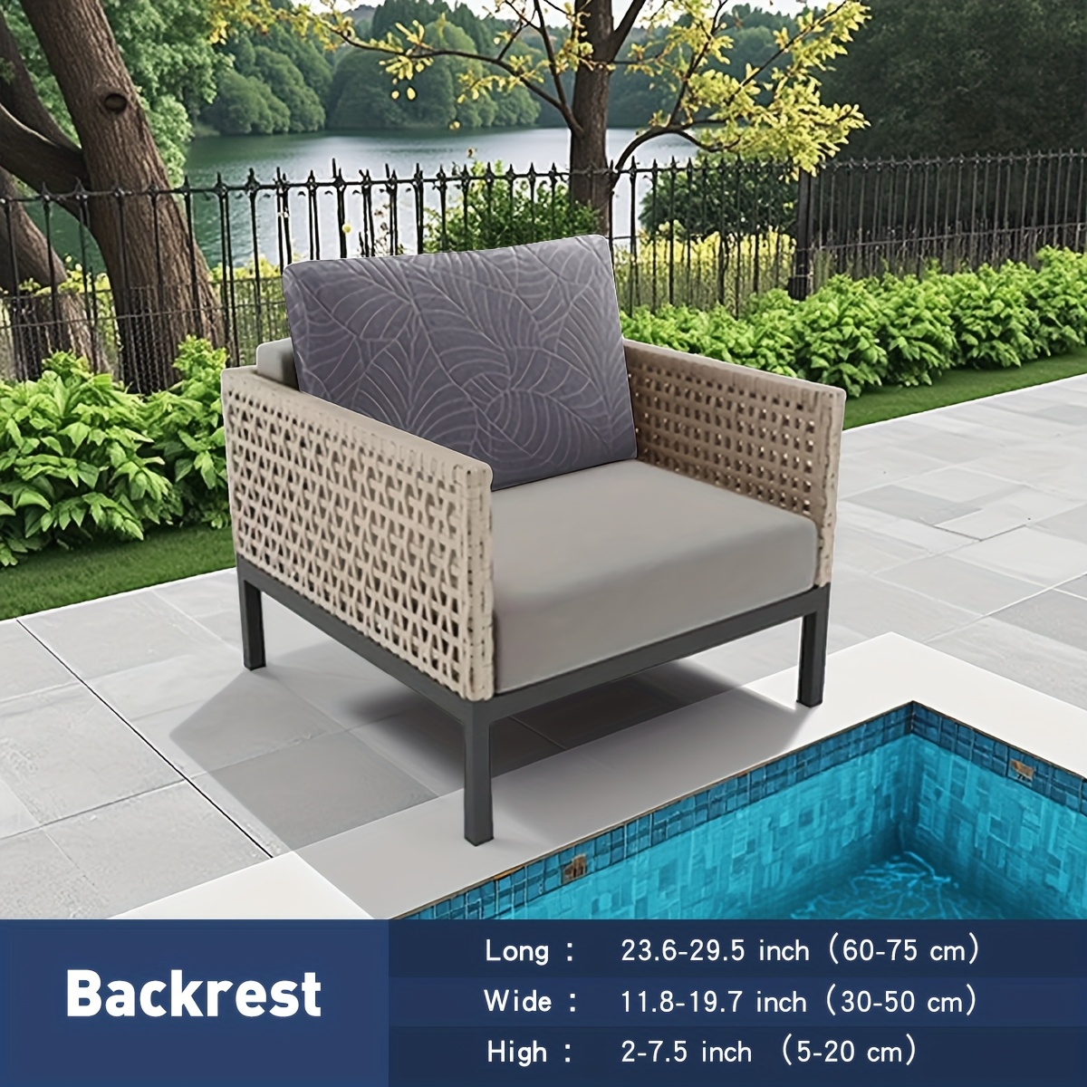 E-shop 1/2/3-Sitzer großer Blatt-Stretch-Jacquard-Schutzbezug für Terrassen-Gartensofa, austauschbare Sitz- Rückenkissenbezüge, wiederverwendbar