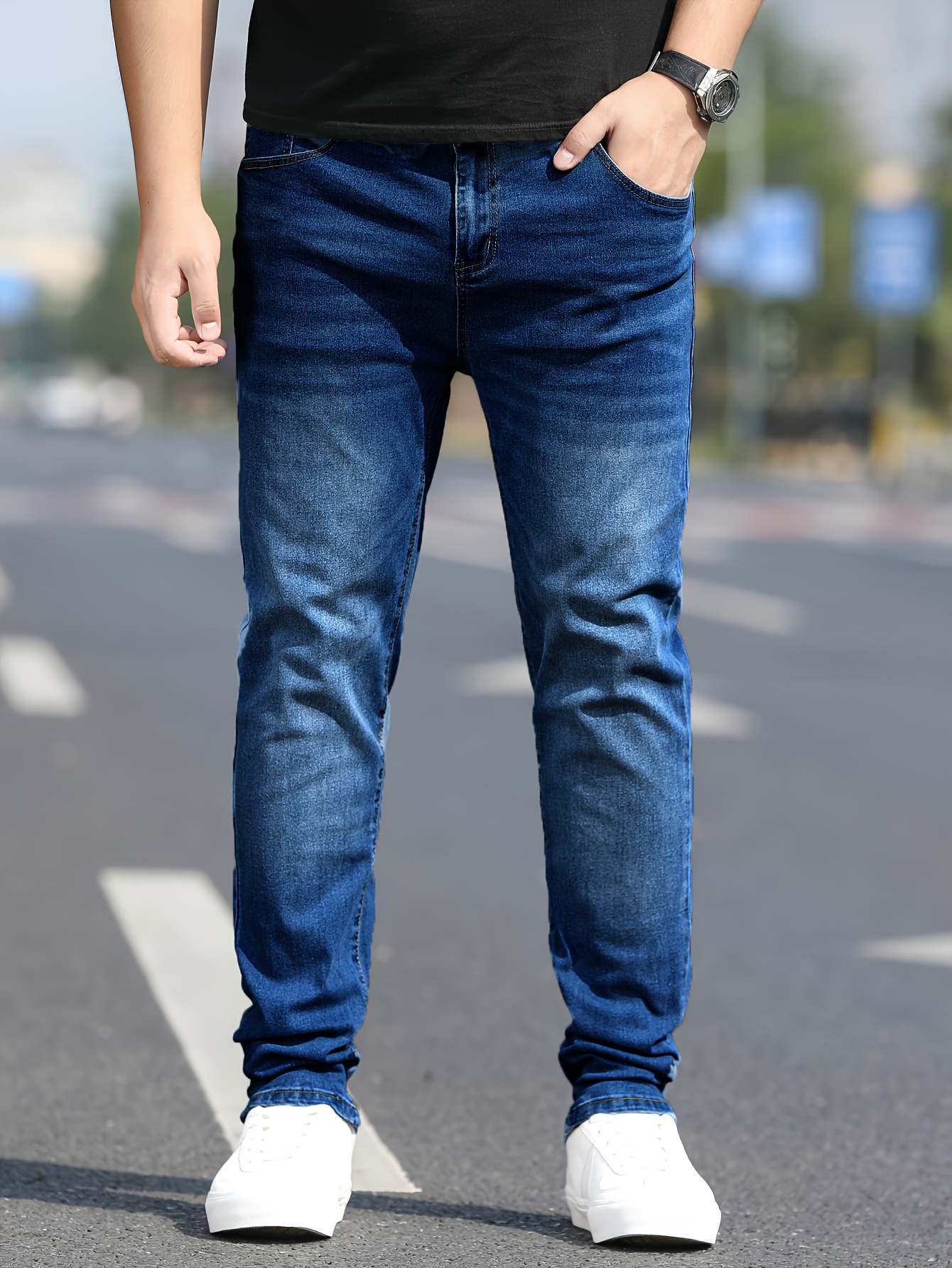 Men'S Blue Slim Fit Fashion Jeans