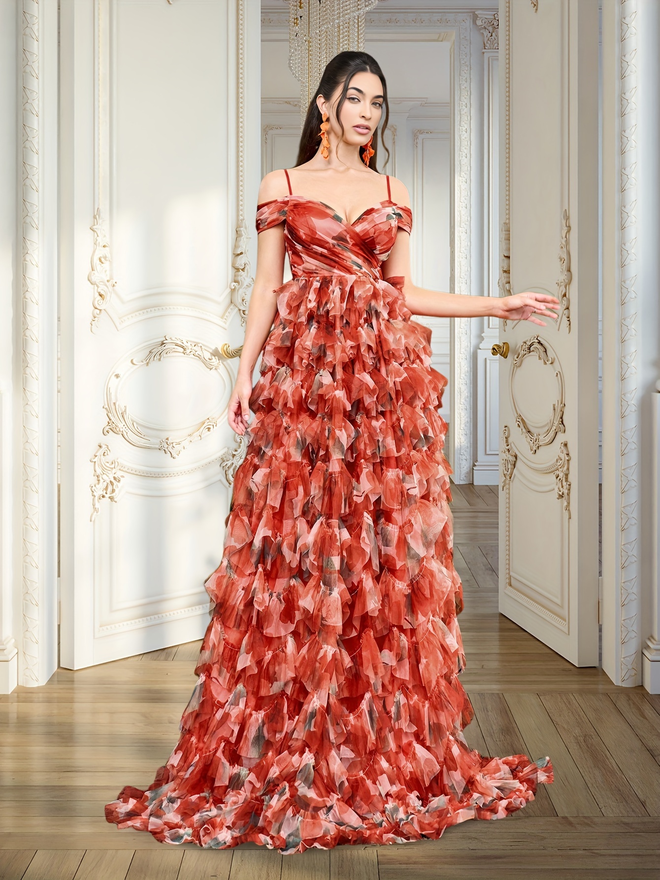 mesh dress styles for ladies shoulder floral printed an elegant unique 2025-08-LABOR-DAY