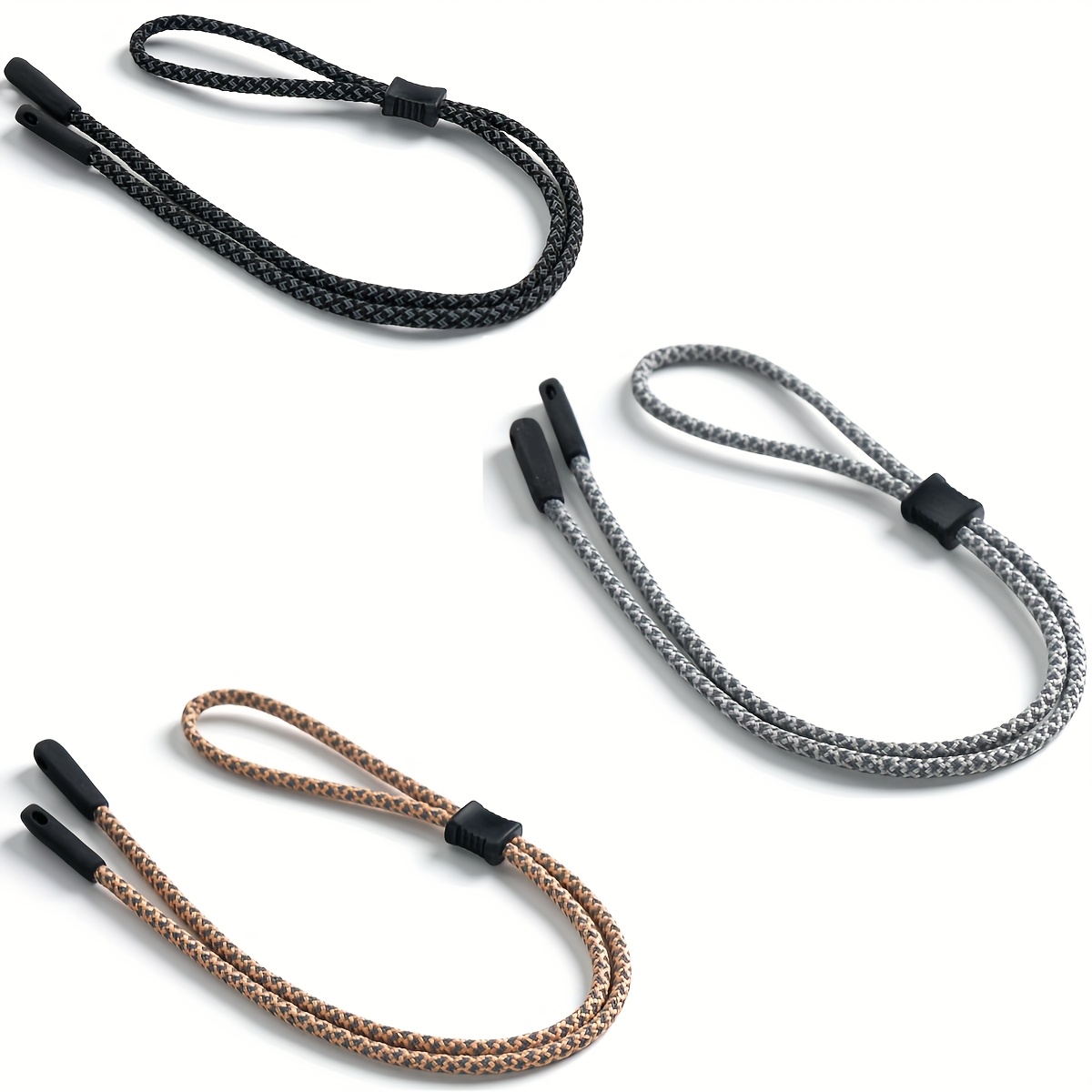 3-pack Fluorescent Reflective Glasses Lanyard With Adjustable Locking Mechanism & Non-slip Cord - For Night Sports Eyewear, Compatible With Glasses/contact Cases ( &)