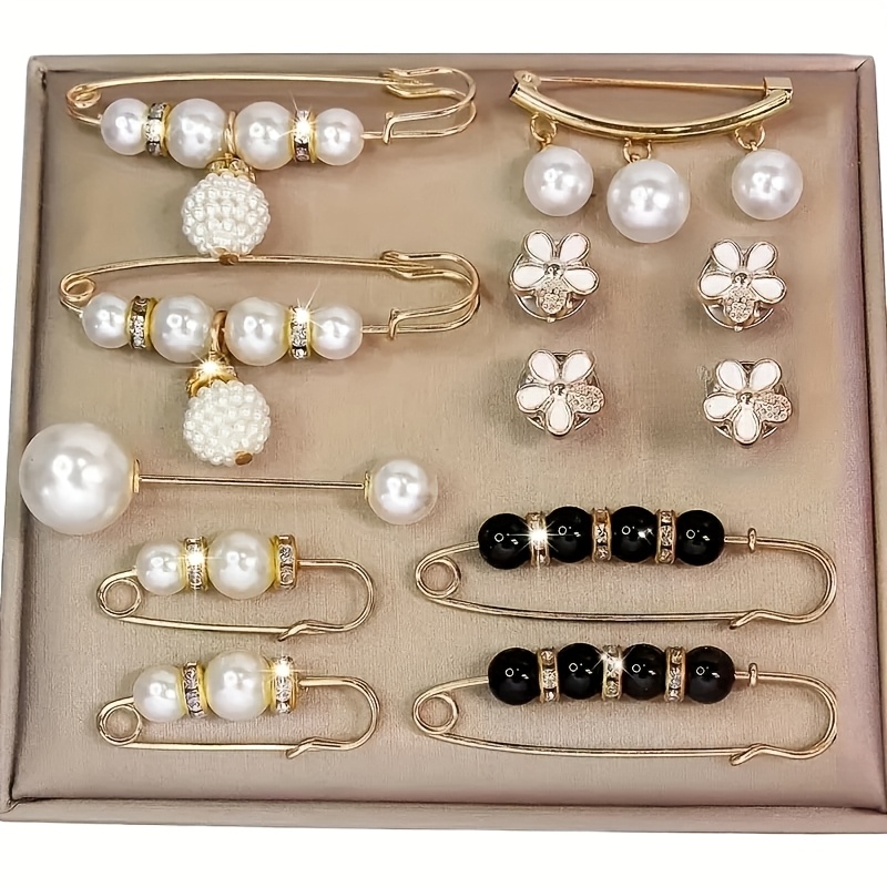 Set Of 12 Stylish Safety Pins With A Waist Adjustment And A Glare-resistant Brooch Button