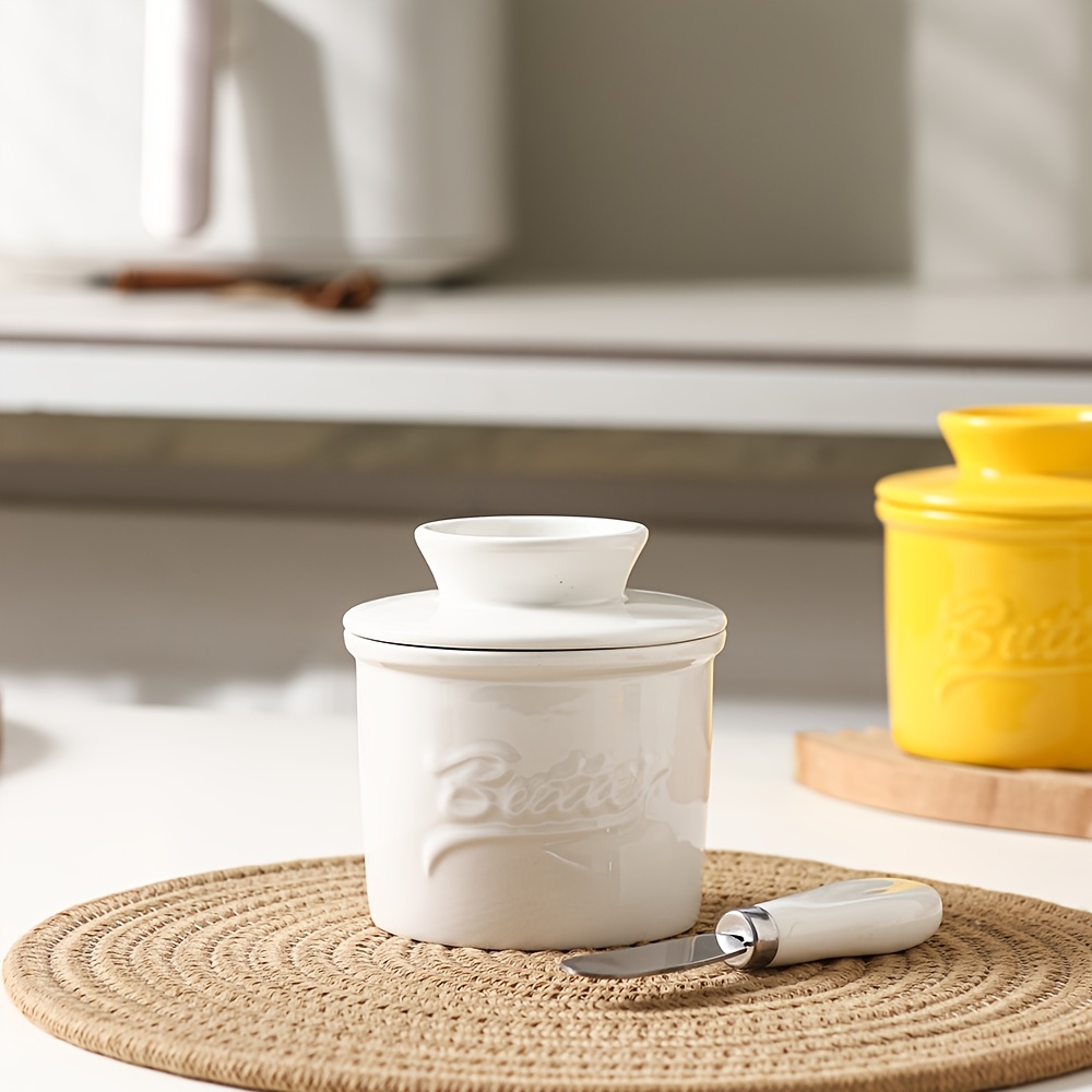 rustic ceramic butter dish rust resistant cheese storage jar with lid creative western butter container for home kitchen