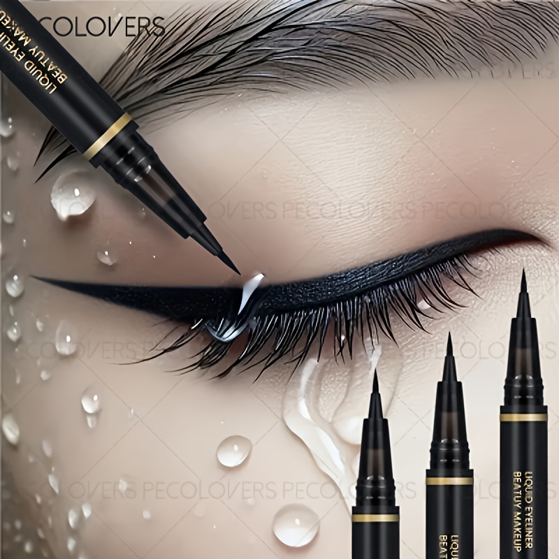 set of 3 precisionink liquid eyeliners featuring an ultra fine brush tip for   rich   pigmentation waterproof and sweat resistant   and easy winged application