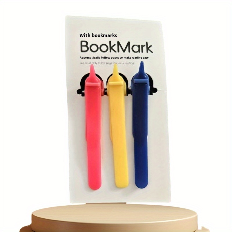 a set of 3 silicone bookmarks automatic page turning   pictographic pen holder memory bookmark record book cover and accessories reading tool multi functional reading note clip