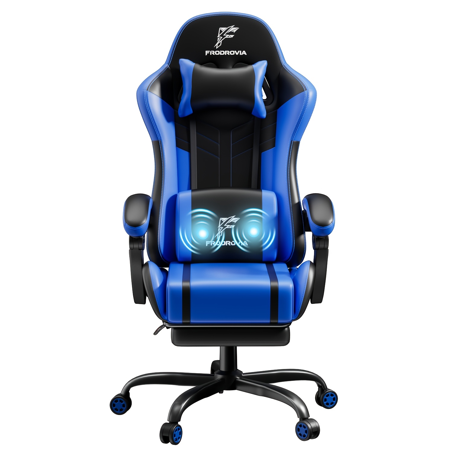 Image of Gaming Chair With Cushion, Height-adjustable Gaming Computer Chair, Adult Ergonomic Chair With Massage Lumbar Support, Faux Leather Chair With Swivel Function, Suitable For Gaming Or Office