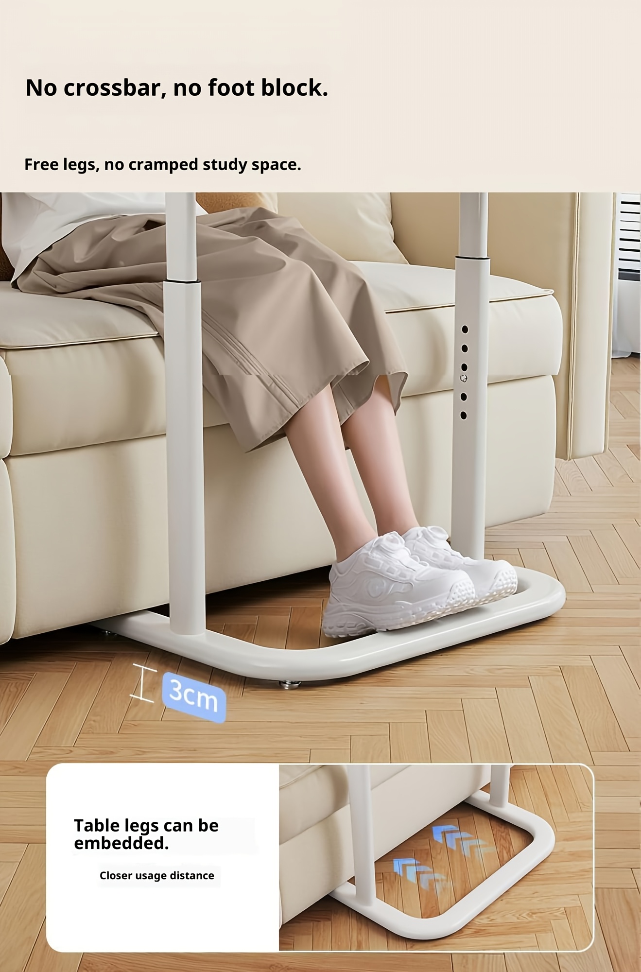 Multifunctional Height-Adjustable Table with /Metal Frame & MDF Top - Modern Entryway Desk Suitable for Shoe Bench, Sofa Side Table, Snack Storage, Compact Home Office Desk, Space-Saving Furniture for Small Spaces, Assembly Required