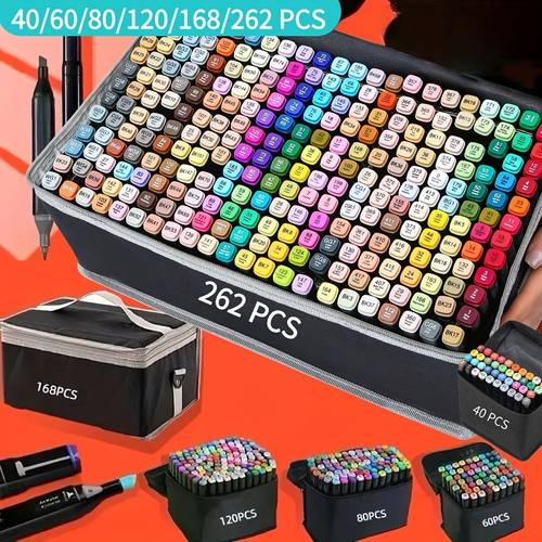 dual tip markers in sizes 80 120 168 and 262 ideal for artists drawing and coloring projects suitable for sketching coloring and illustration set for art sketching