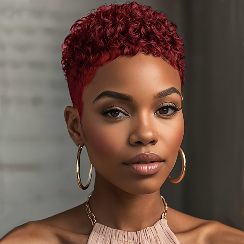 TEMU Nicelatus Short Afro Curly Wig Short Hairstyles Short Cut Afro Curly Wig Synthetic Afro Curly Wigs For Women Short Hair Wigs For Halloween, Christmas Party, Music Festivals
