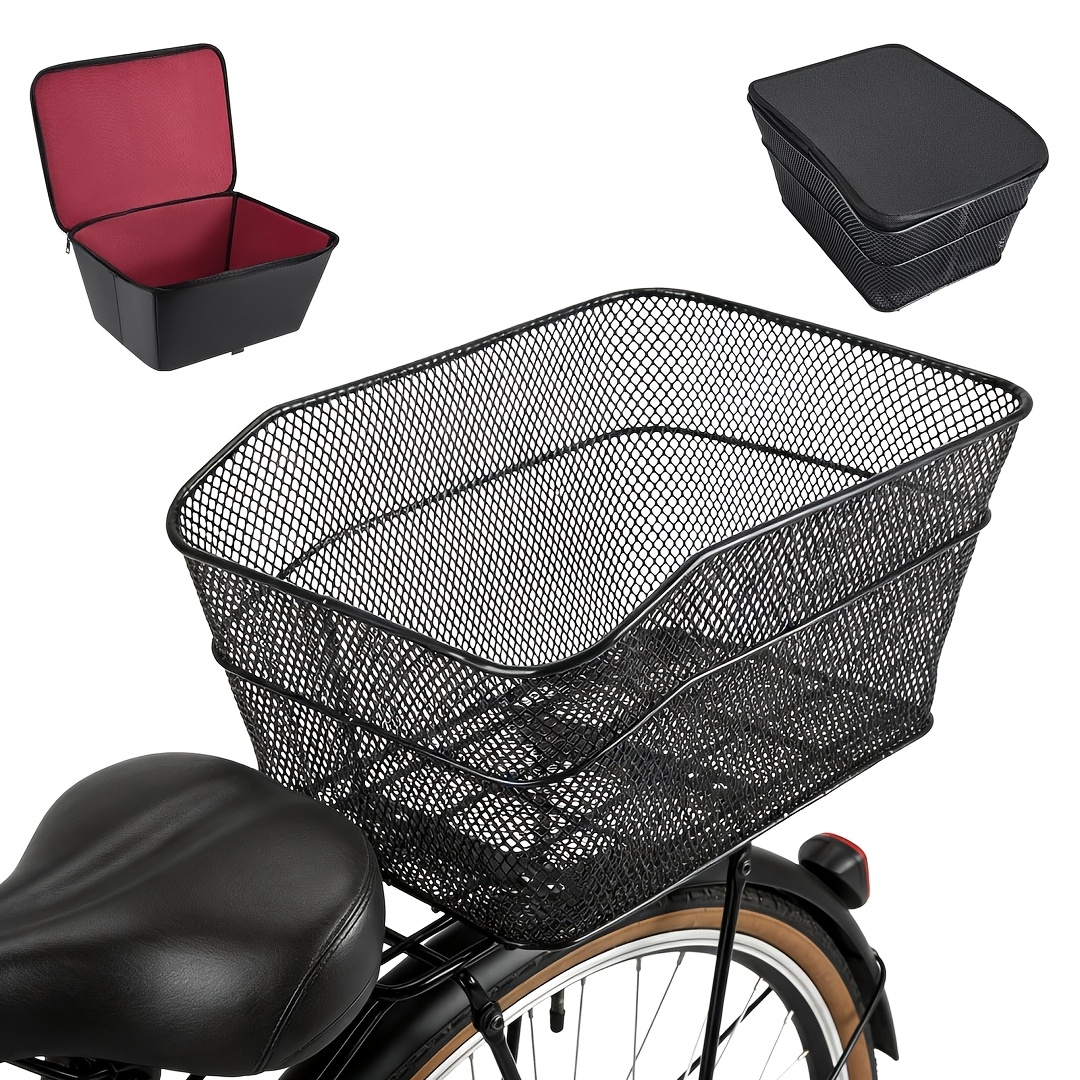 Image of Rear Bicycle Basket, Metal Bicycle Basket With Removable Carry Bag
