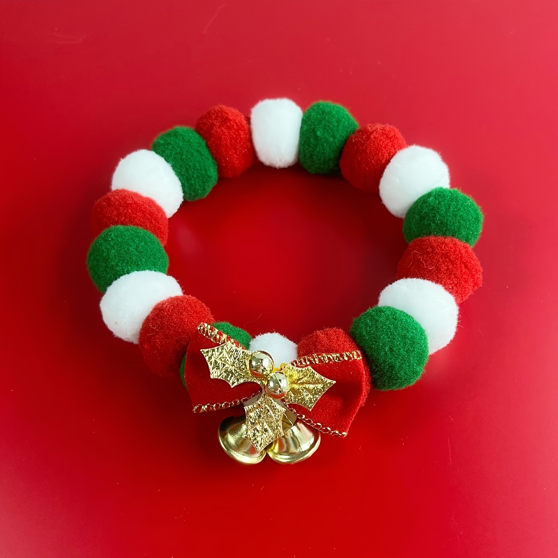 christmas bell long plush ball pet collar winter christmas     clothing accessory without battery Product details 5