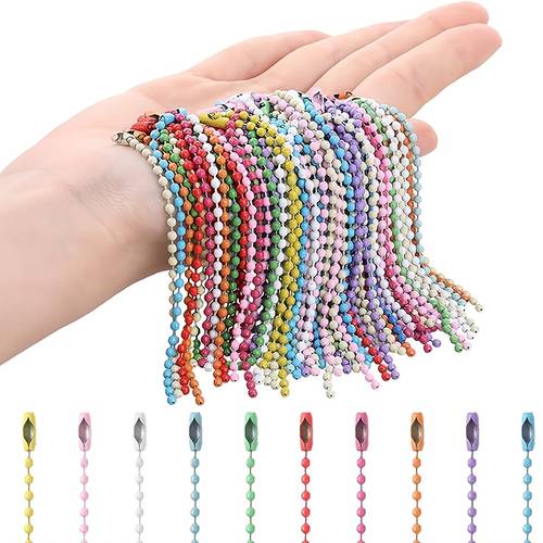 52 hanging chain ball chain with connectors colorful bead chain with ball joint diy keychain dog tag metal bead chain dog tag chain