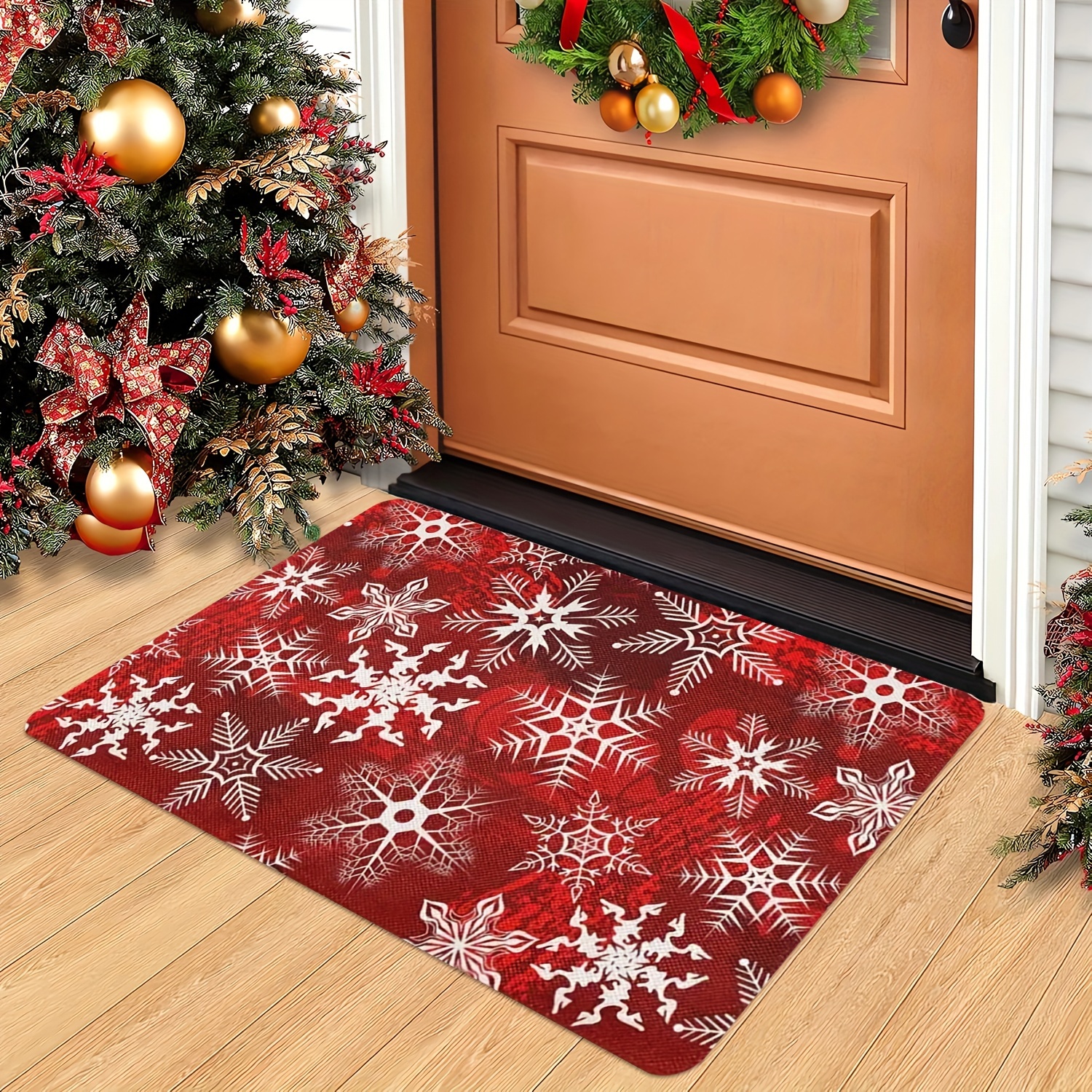 

1pc, Christmas Pattern, - Mat, , , Stain-, Washable, For , Bathroom, Bedroom, Kitchen, , & Entrance, Christmas Decor, Decor, Flannel + 0.47in Foam + , Rectangular, , -,