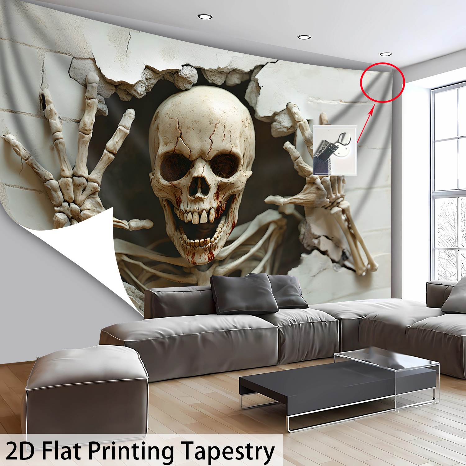 Halloween Skelett Wandteppich Hd Digitaldruck Polyester Deko_voghion.com
