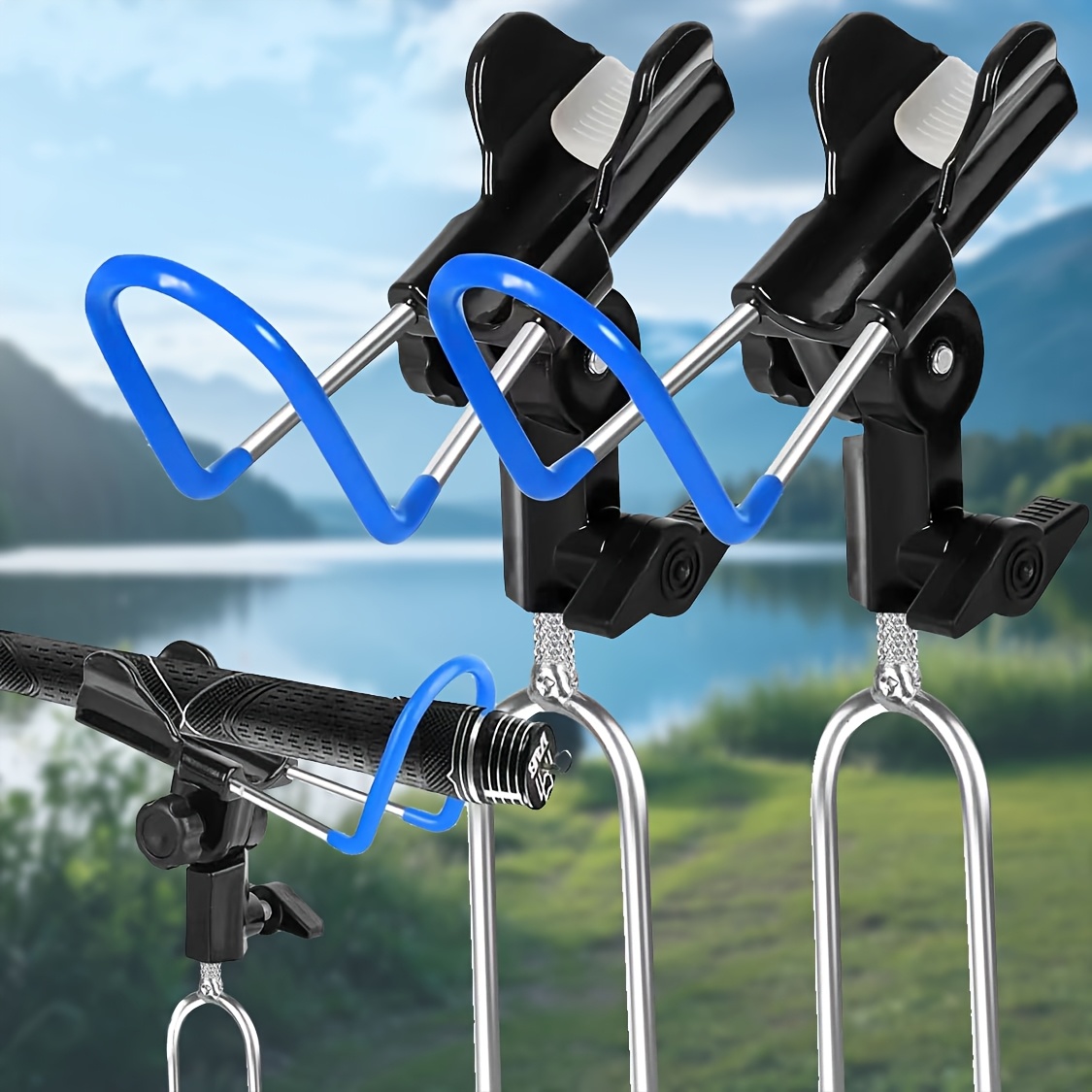 Image of 2pcs Upgraded Shore Fishing Rod Holder, Fishing Pier Rod Stand, Ground Fishing Rod Rack, Beach Elevated Fishing Rod Stand, Non-slip Design To Protect Your Fishing Rods