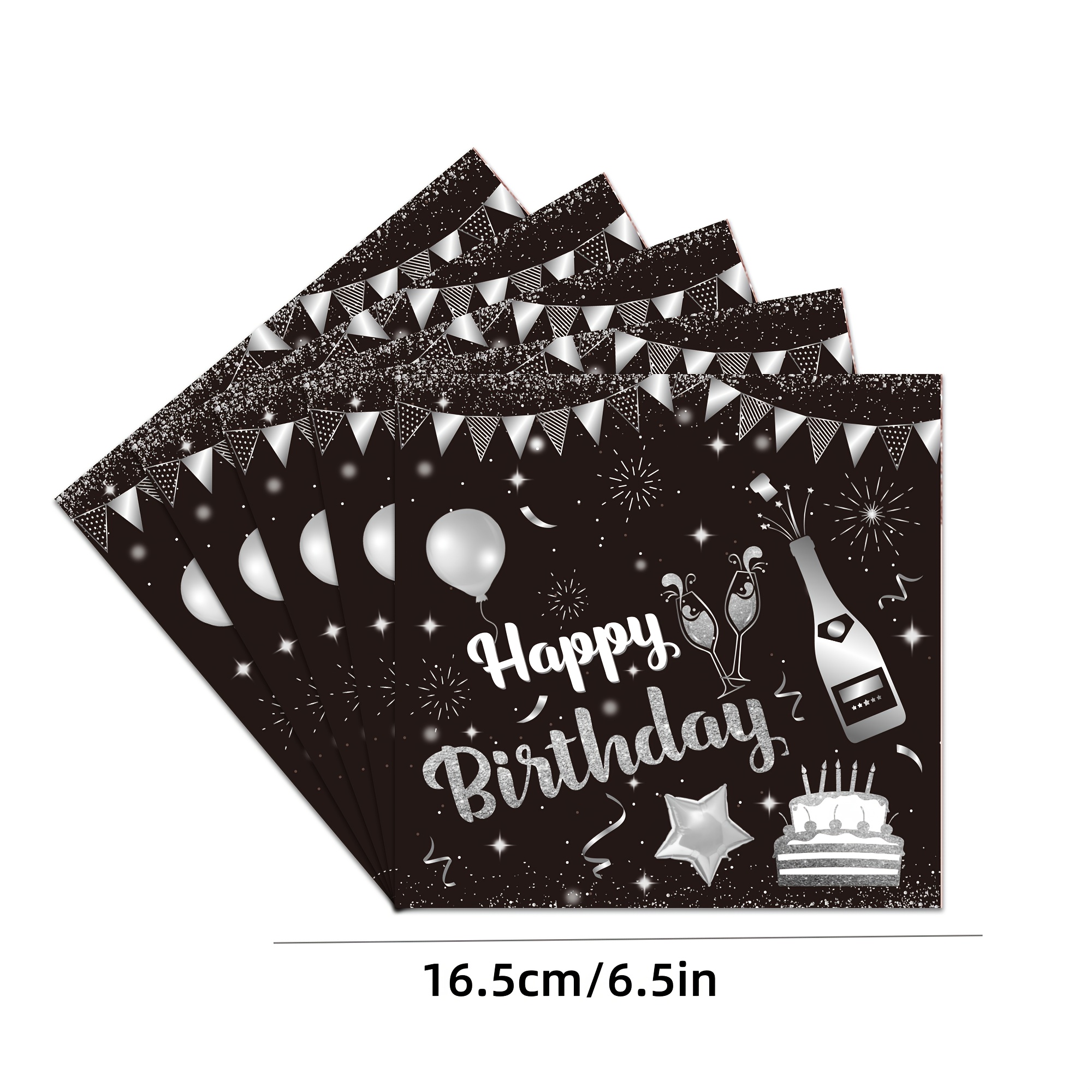 Image of Elegant 40pcs Black & Silvery Disposable Napkins - Perfect For Birthdays, Anniversaries, Weddings & Graduations For Halloween,christmas Event & Party Supplies Halloween&christmas