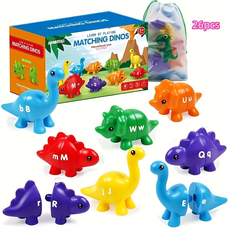 TEMU 26pcs Alphabet Matching Game-double Sided 13 Abc Dinosaur Toys For Preschoolers And Lowercase Letters Learning Toys For Toddler Boys And Girls