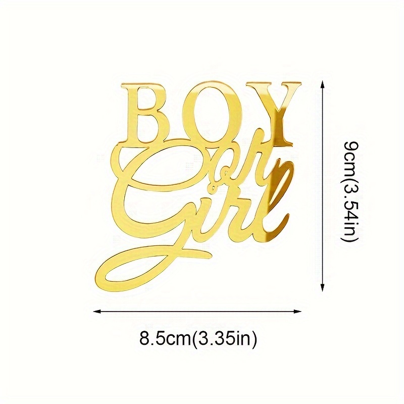 1pc Boy Or Girl Letters Cake Topper Acrylic Golden Happy Birthday Cake Topper For Gender Reveal Birthday Party Cake Decorations, Halloween, Christmas