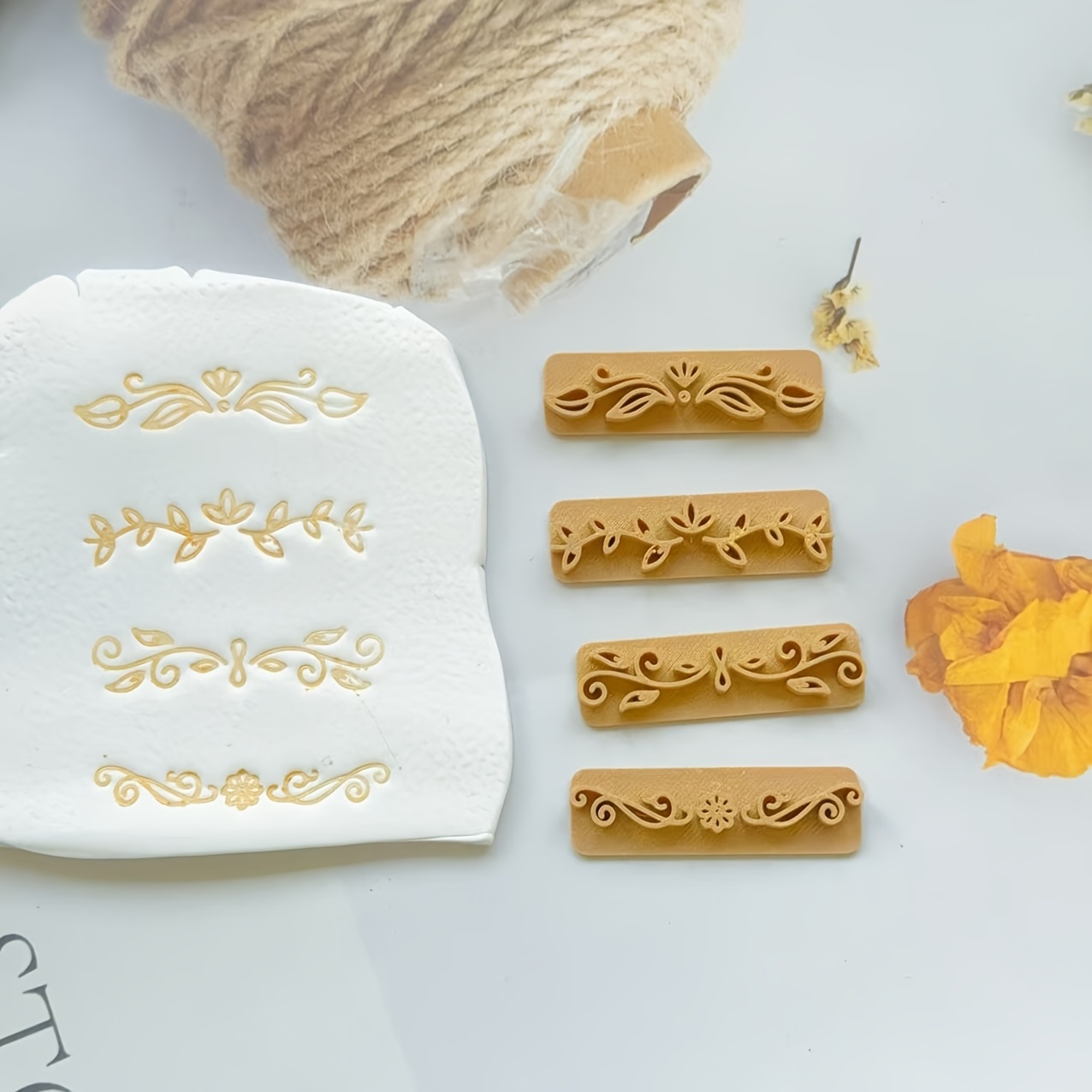 TEMU 4pcs Vintage Baroque Pattern Clay Stamps, Rococo, Bohemian Style Stamps, For Clay, Pottery And Handmade Ceramic Crafts Embossing Stamps