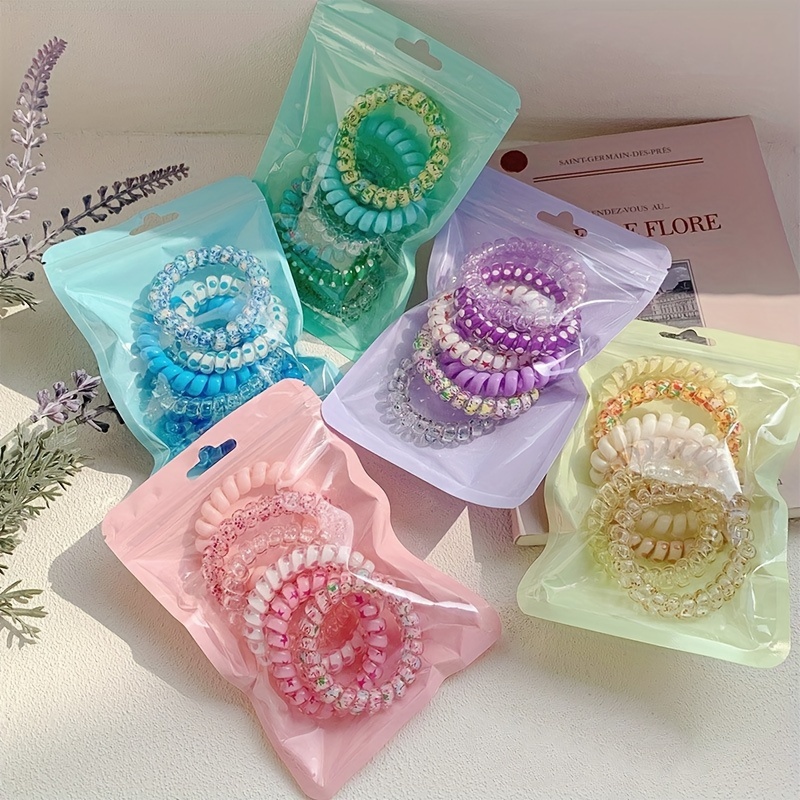 

30pcs Candy Color Telephone Line Shaped Hair Loops Elastic Hair Ties Non Slip Spiral Hair Styling Accessories For Women And Daily Use