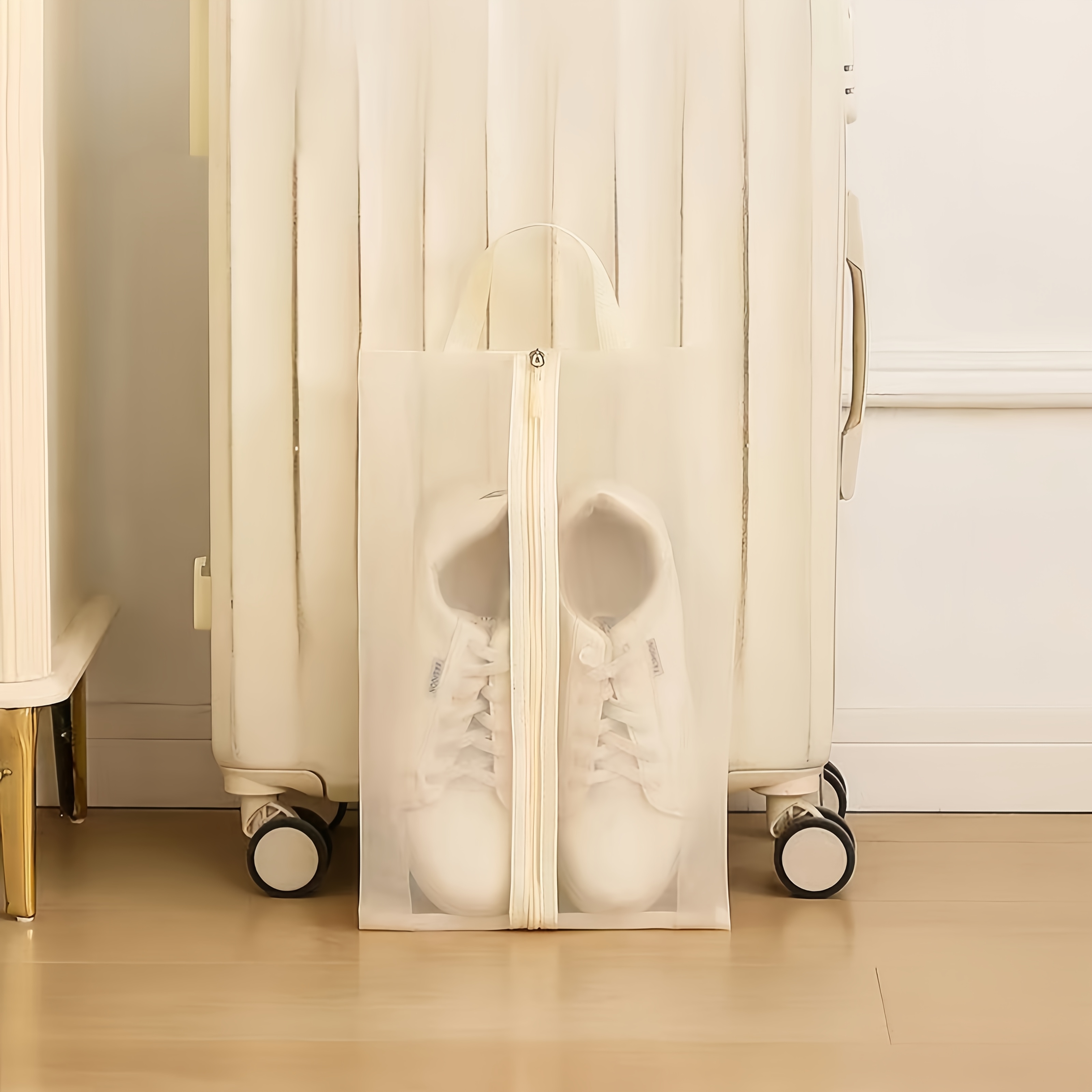 TEMU 1 ud. Bolsa de zapatos plegable de malla transpirable - Diseño visual transparente, bolsa de almacenamiento de zapatos de poliéster duradero de