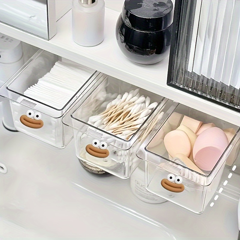 

1/3 Mirror Drawer Organizer Box - Clear, Adjustable Bathroom And Makeup Cabinet Pull Out Organizer Sticker Organizer Box