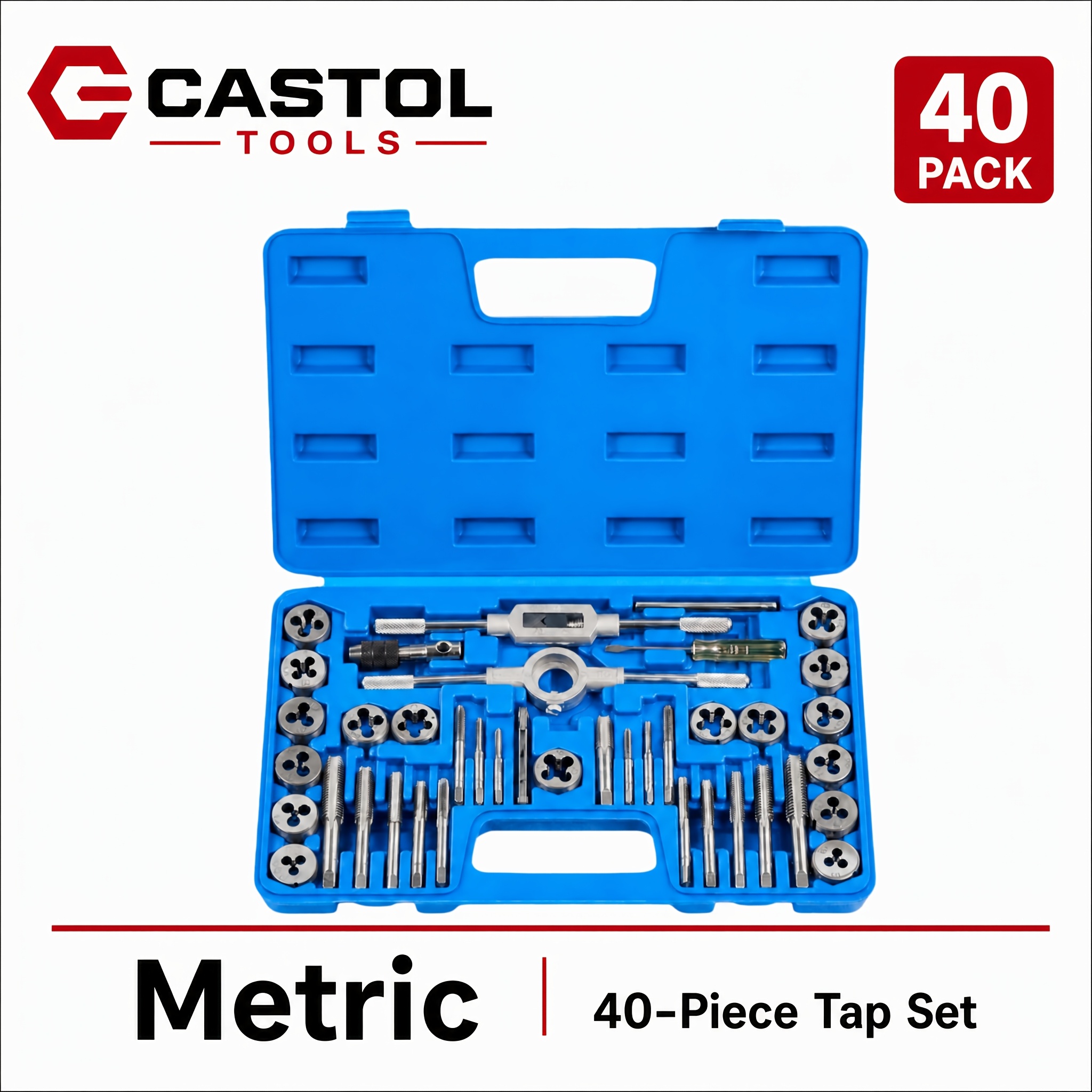 Image of 40pcs Set Of Sae And Metric Size Tap And Die Sets, Metric And Standard Tap And Die Tool Sets For Internal And External Threads