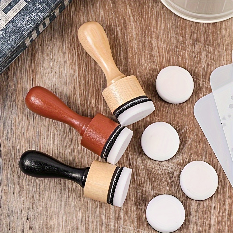 

5pcs Crude Wood Handle Paint Sponge Stamps Set, Diy Artistic Blending Tools For Artists And Students, Round Head Wooden Grip Painting Sponge Accessories For Crafts And Art Supplies