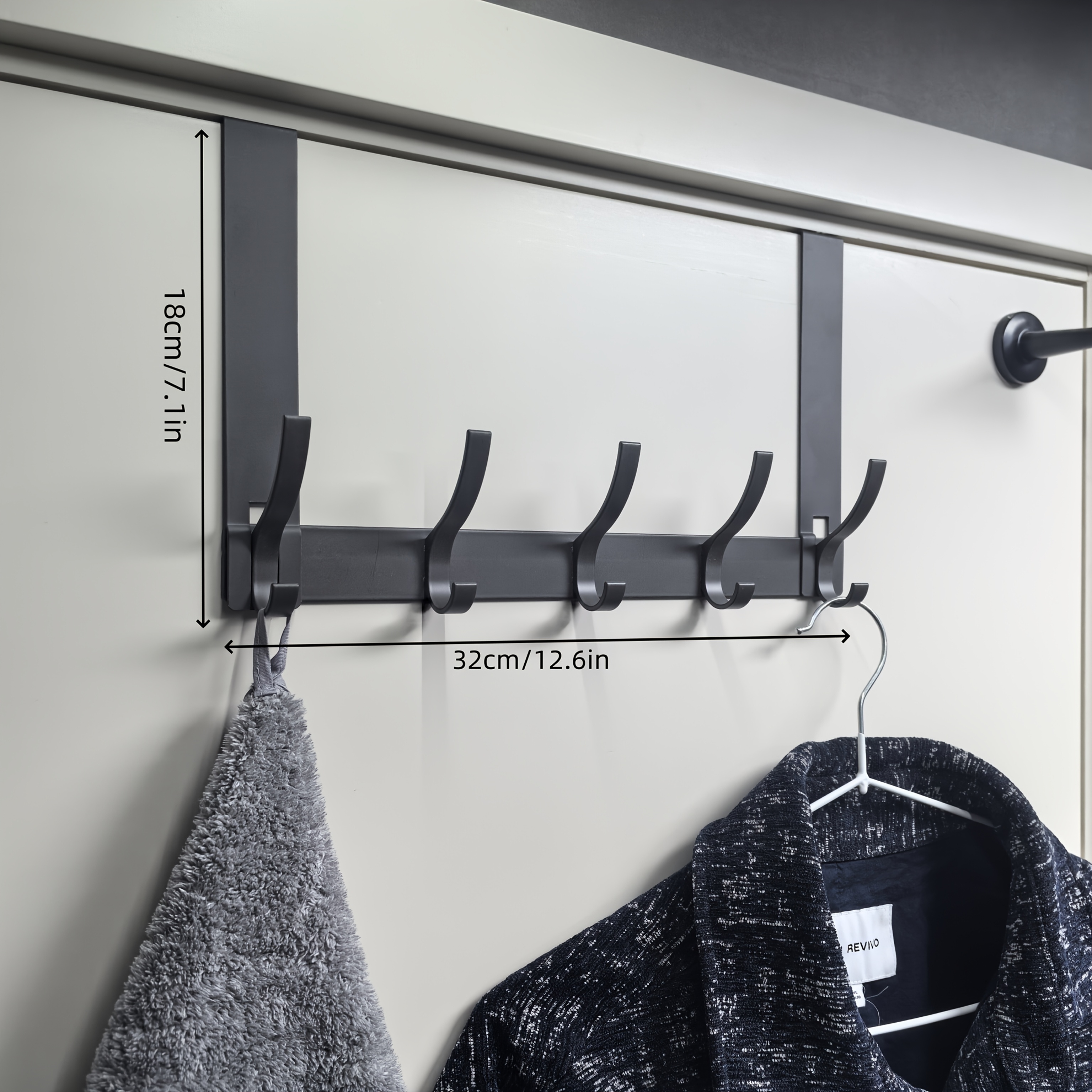 Image of Heavy-duty Over-the-door Hook- Multi-hook Design For Bathroom, Kitchen, Living Room& Bedroom- Chrome End, Wall Mounted- Perfect Gift For Halloween& Christmas