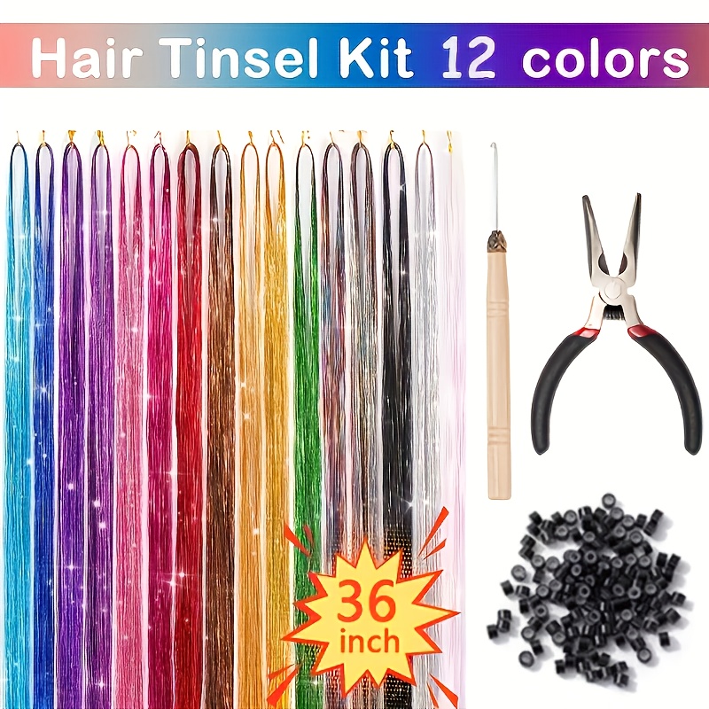 E-shop Hitzebeständige, sichere auffällige Haarverlängerungen für Damen mit Werkzeug-Set, von mindestens 36 Zoll bis 48 Zoll. 2400 Strähnen in 12