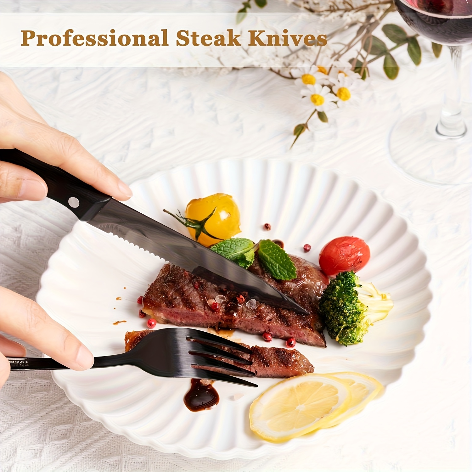 customize your text 9 10pcs black silvery stainless steel outdoor portable cutlery set travel camping set including knife   chopsticks cleaning brush straw bottle opener steak knife with knife   and not   damaged Product details 0