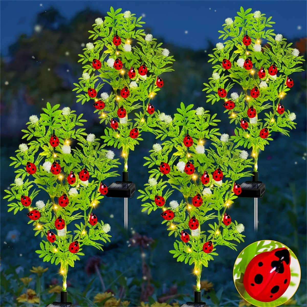 

4 Pack Solar Flowers Lights Solar Lights Outdoor Decor Mother's Day Gift For Lawn Path Wedding Garden Decor