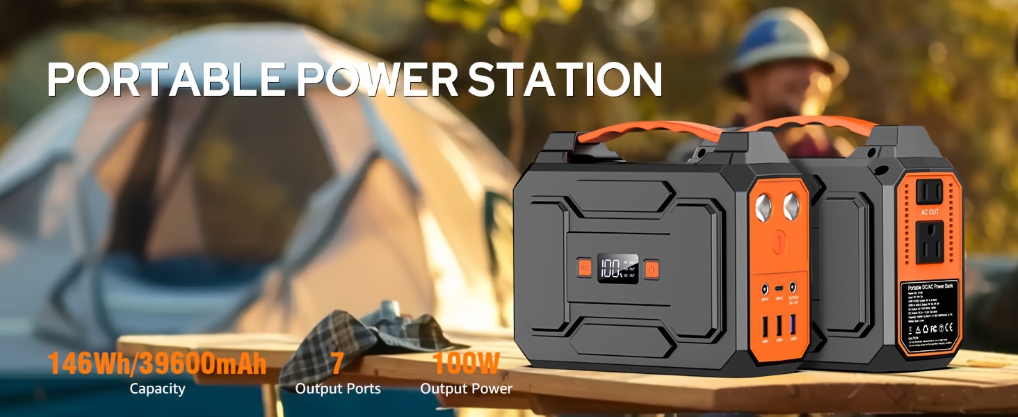 100w 300w rated portable power station solar generator panel   146wh 296wh high capacity battery pack 2x 110v ac outlet   usb c port led   bank for outdoor camping hiking road trip cycling cpap hurricane emergency christmas Product details 0