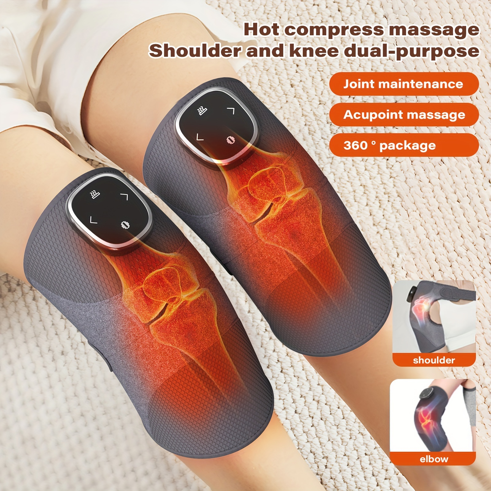 3-In-1 Heated Knee Massager,Heat Vibration Knee Brace Wrap Massage