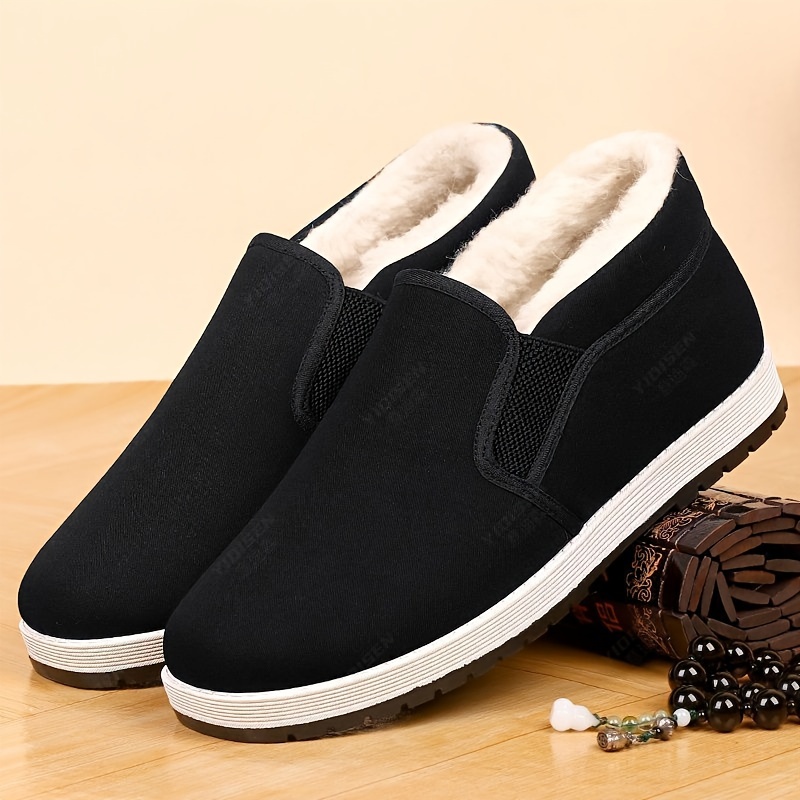 mens winter warm fleece lined slip on sneakers casual non slip   shoes for everyday outdoor activities details 0