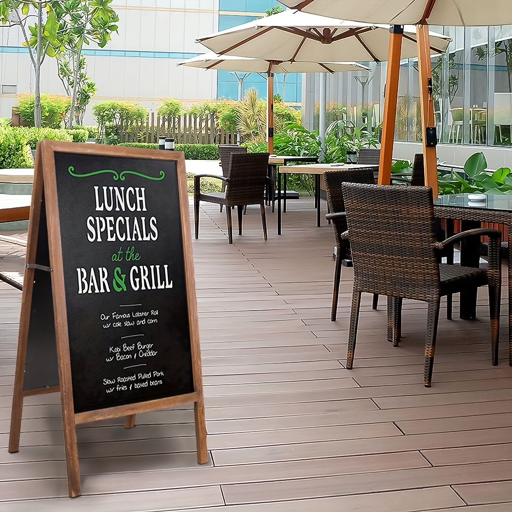 Image of Double Side Magnet Wooden A Framed Chalkboard Foldable Floor Standing Pavement Sign For Coffee Shop Pub Use Menu Sign Board, Garden Houses