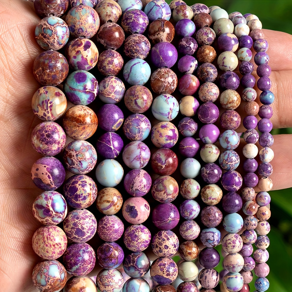 高品質】天然石ビーズ 紫色の海砂 jasper ターコイズ 4mm 6mm 8mm 10mm