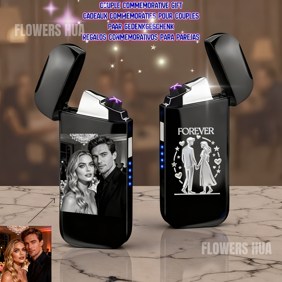 TEMU Regalo Personalizado para Hombres, Regalos para Personalizados. Encendedor Electrónico Antiviento con Impresión de Foto, Recargable por USB—Un