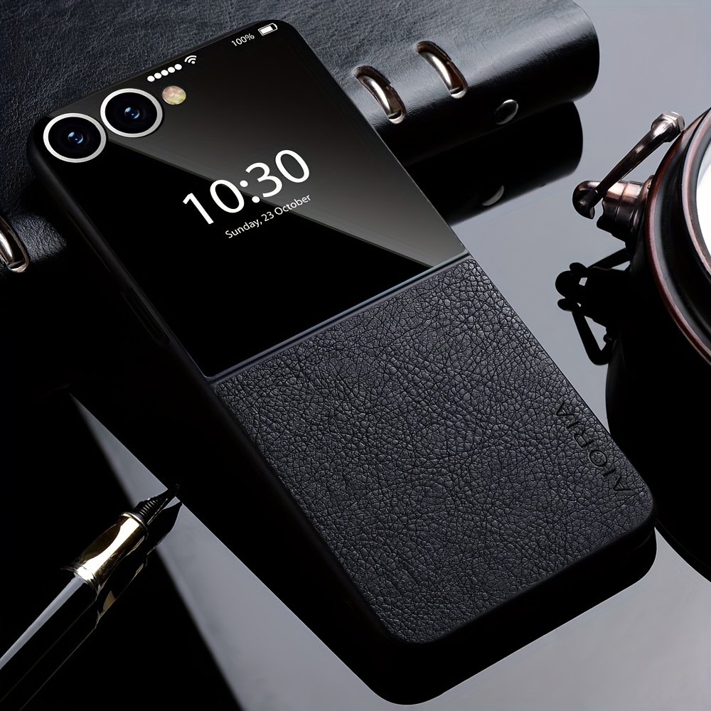 TEMU Phone Case - Case For Galaxy Z Flip 7 6 5 4 3 5g Premium Retro Faux Leather Durable Classical Phone Cover For Galaxy Z Flip 7 Case