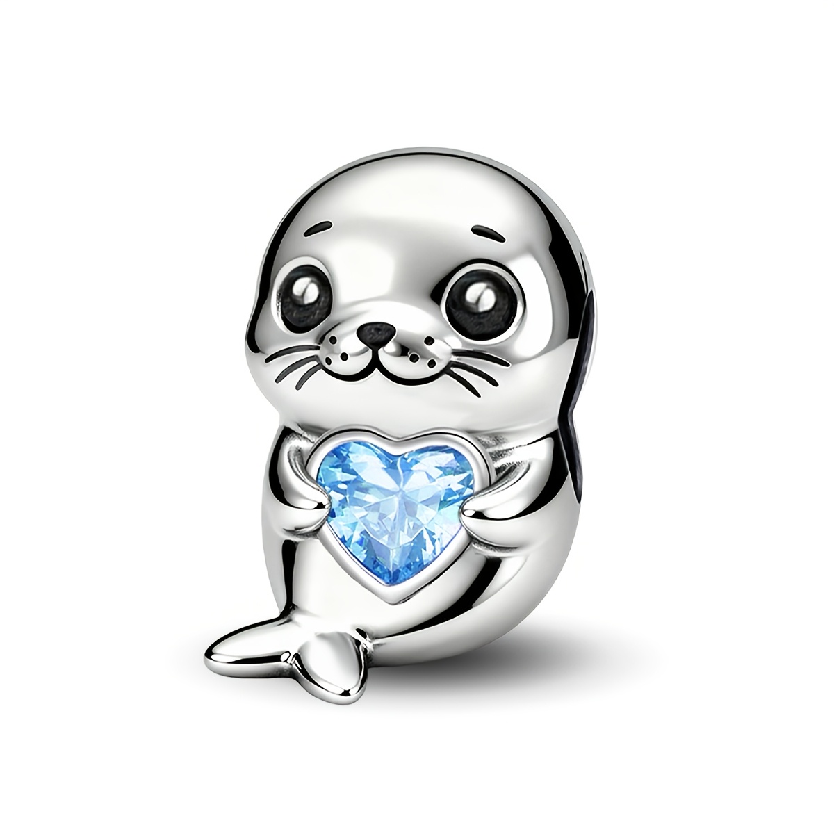 TEMU 1pc Seal Diy Pendant Beaded For Women's Jewelry, 925 Silver Plated, Spring And Summer Jewelry Making Accessories Holiday Party Birthday