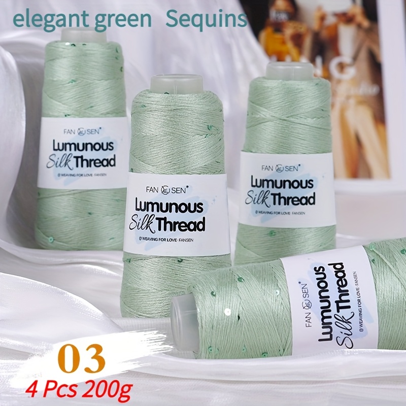 TEMU Filato di con Paillettes, 4 gomitoli da 200G, 20 Colori Opzionali, Filato di Pizzo, per a Maglia Maglioni, Cardigan, Scialli, Coperte, Cuscini,
