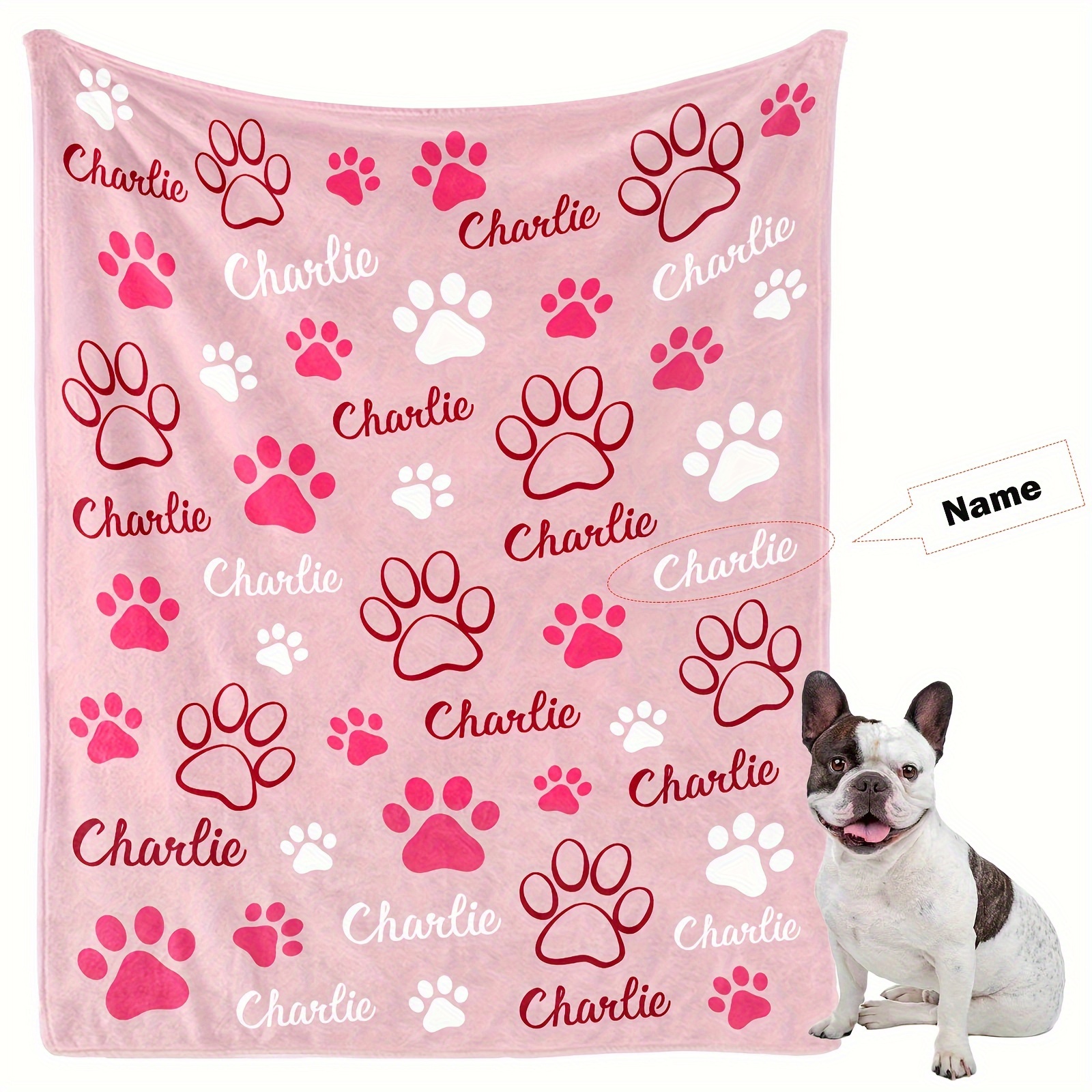 

Customized Blanket For Dog Lovers, Personalized , Chunky Knit Flannel Fabric, Ideal For Couch, Sofa, Office, Camping, Travel - Machine Washable