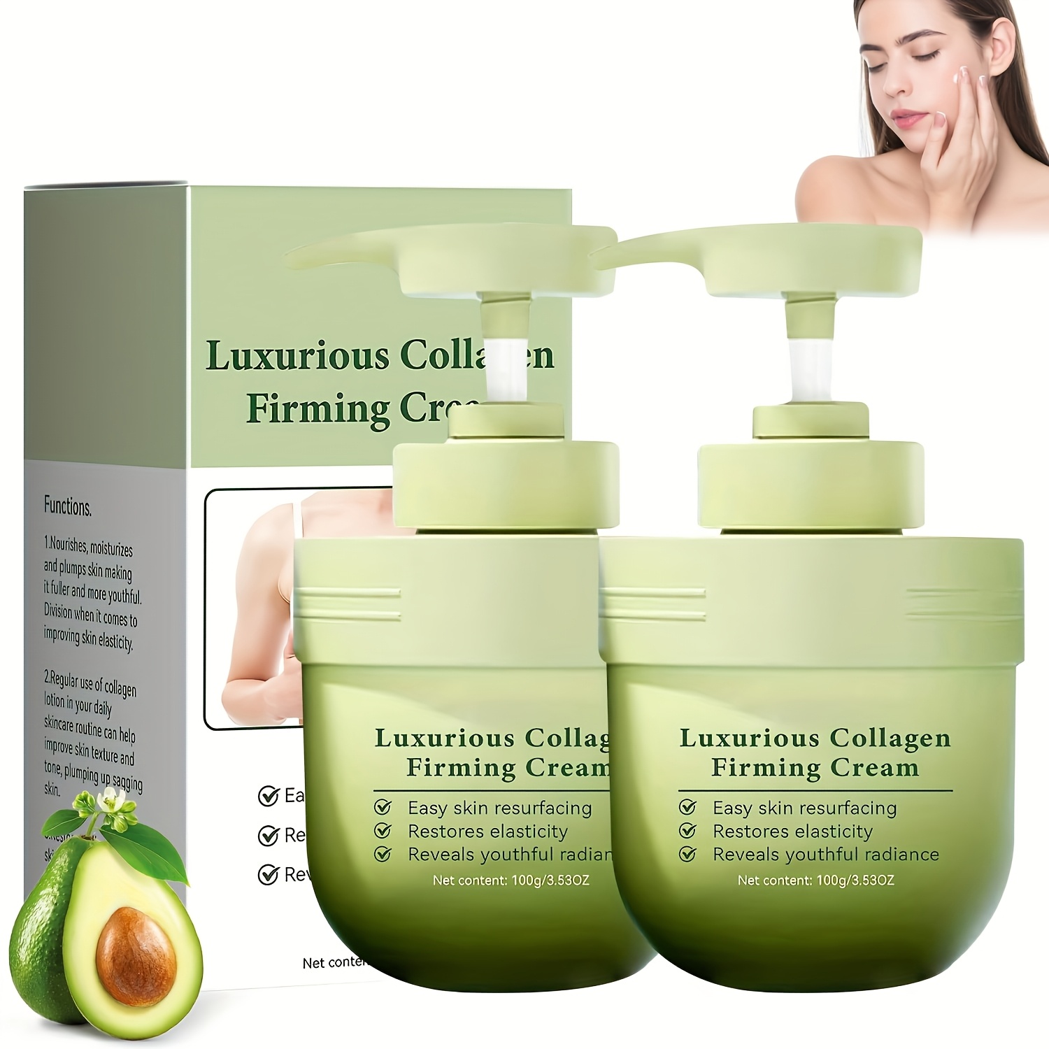 Luksuzna kolagenska krema za učvršćivanje s avokadom, ceramidima i collagen - Dubinsko hidratiranje bez mirisa alkohola obnavlja kožu čini je zategnutijim pogodnoj svih tipova tena do osjetljivosti