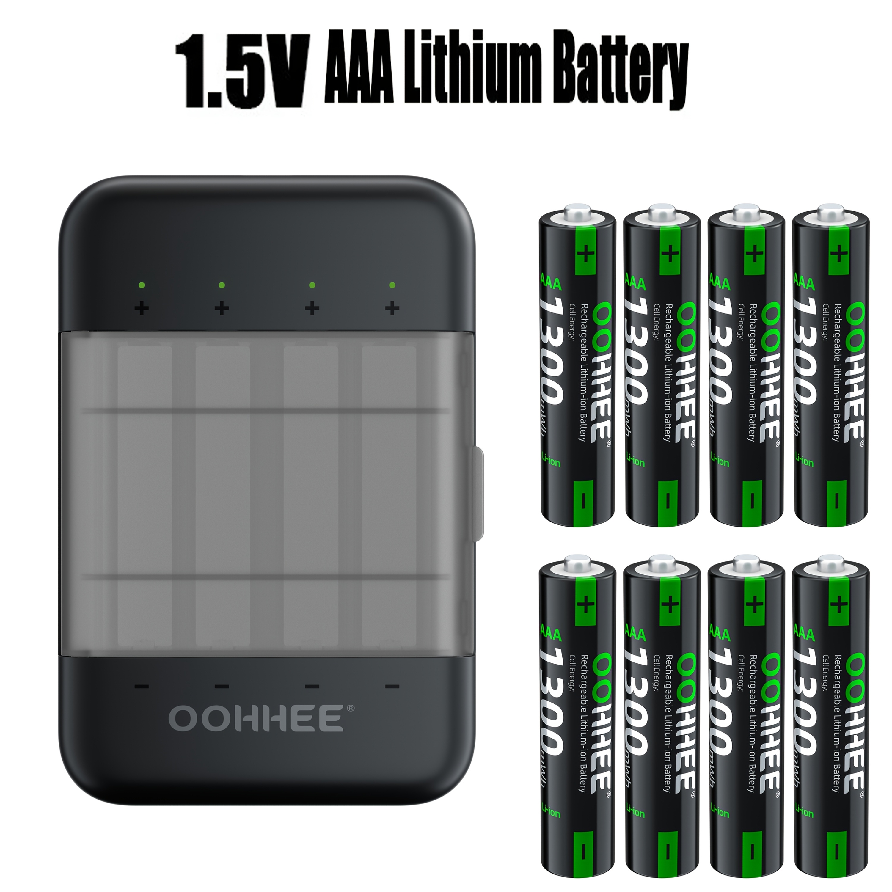 TEMU 8 Pack 1300mwh 1.5v Aaa Rechargeable Lithium Battery With Fast Charger Box, And Quick Charging, Long Lasting Rechargeable Aaa Lithium And -one