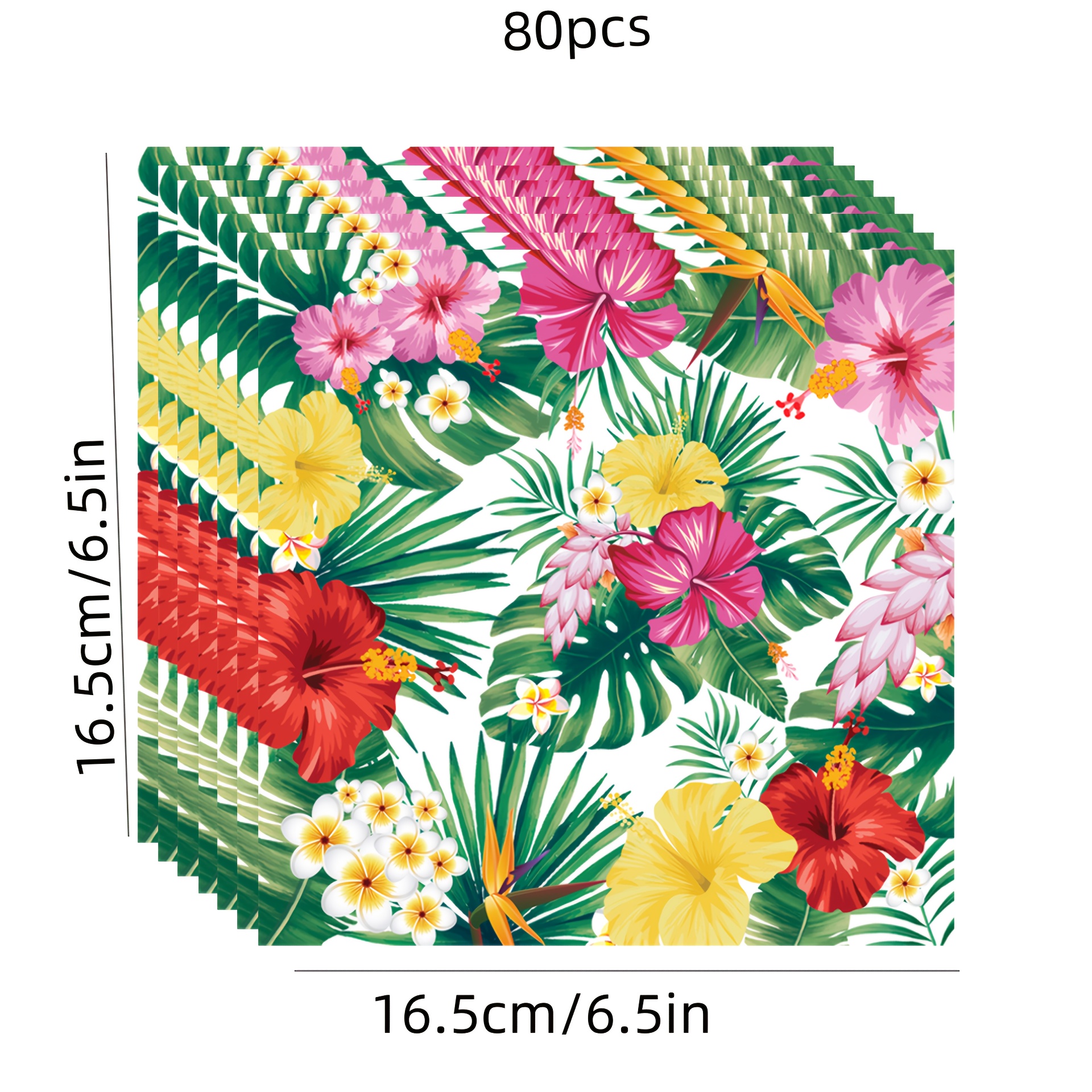 E-shop 80 Hawaiianische Servietten Tropische Hawaii Papiertücher 6,5 Zoll Einweg-Palmenblatt-Hibiskus-Partyservietten geeignet für Sommergeburtstag