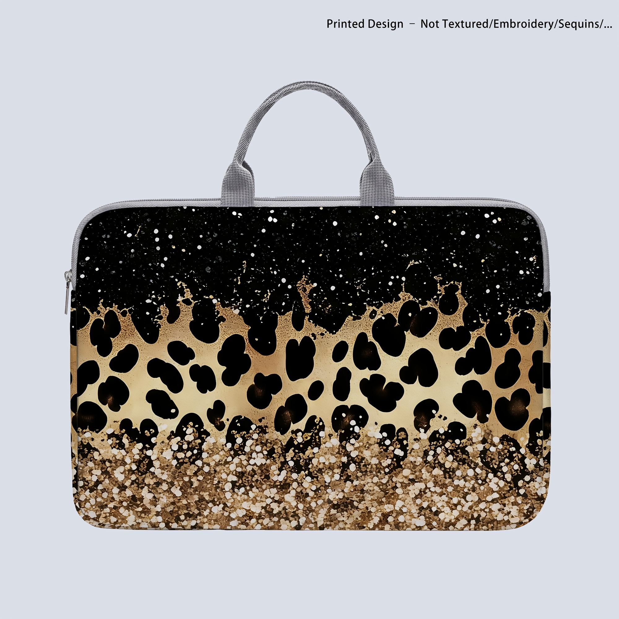 TEMU Printed Design - Not Textured/embroidery/sequins [1 Laptop Bag] Leopard-print Laptop Bag, Briefcase-style Fabric Bag, Fits 14-inch Laptops, Soft