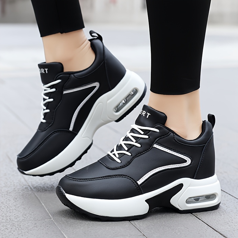Women's Casual Sneakers, Patchwork Design, Upper with Comfortable Lining, Height-Increasing Women's Shoes, Air Cushion Sole, Running Shoes for Women, Women Shoes